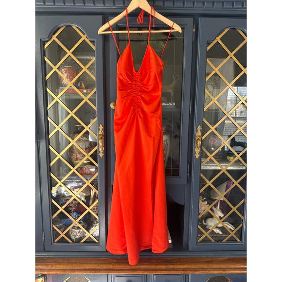 Jason Wu Ruched slip dress orange satin y2k small midi - Picture 2 of 8
